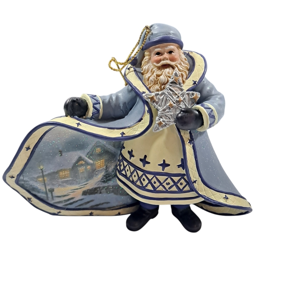 Vintage Ashton Drake Thomas Kinkade Stary Winter Night Santa Ornament 2003